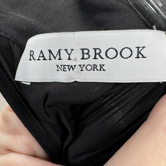 Ramy Brook Mannie Silky Drop Waist Dress Grommet Details Sz S* Black Grunge - Picture 8 of 14